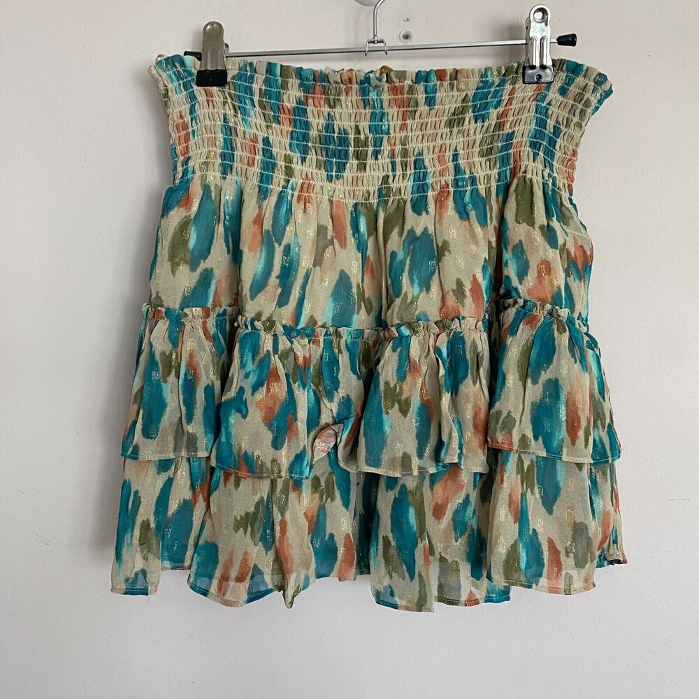 Ramy Brook Corina Tiered Skirt Womens Size S Multicolor Smocked Mini High Waist - Picture 3 of 5